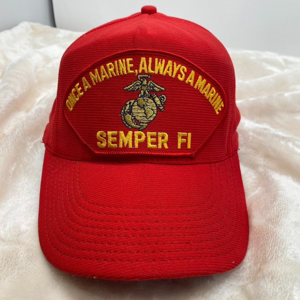 Eagle Crest USMC Once A Marine Always A Marine Red Snapback Hat Semper Fi USA